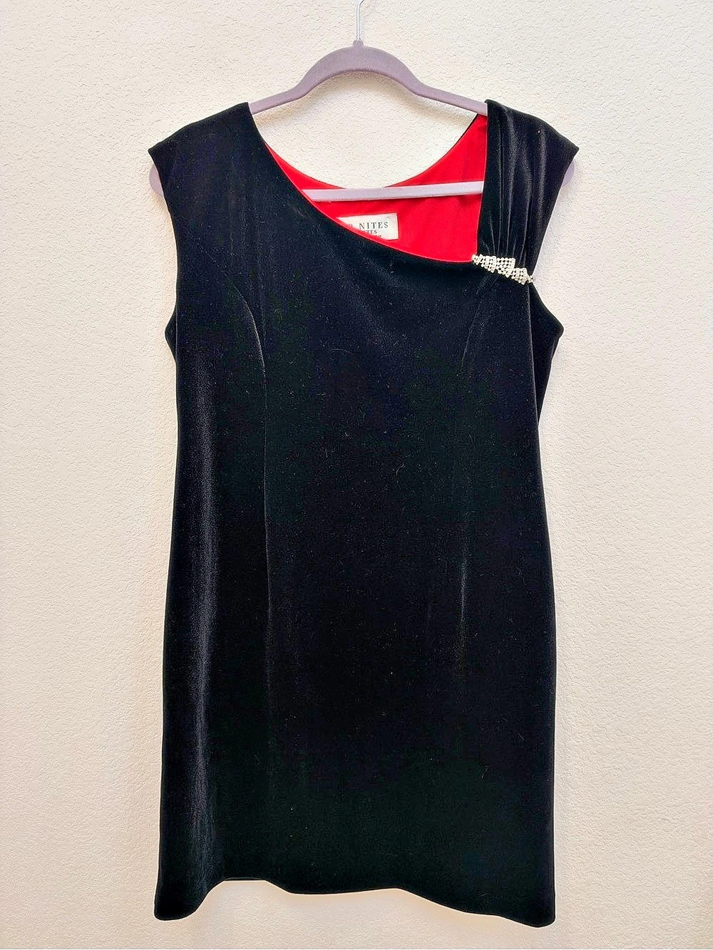 Vintage J.R. Nites Velvet Mini Dress in Black & Red